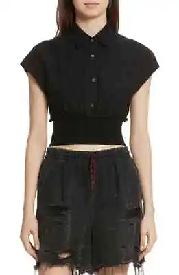 T By Alexander Wang Washed Cotton Poplin Crop Top L12037 Size 0 • $187.50