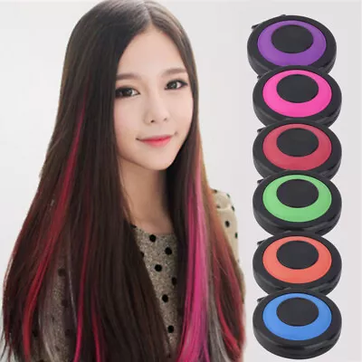 6-colors Temporary Hair Dye Powder Cake Styling Hair Chalk Set Pastels Salon Kit • £7.99