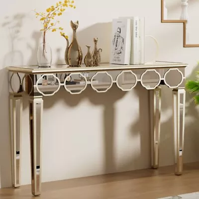 1.2m Ultra Long Mirrored Console Table Gold Rim Lantern Pattern Entryway Table • $269.90