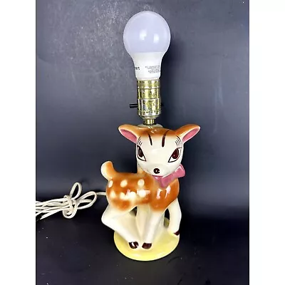 VINTAGE FAWN DEER BAMBI Rudolph LAMP MID CENTURY MODERN CERAMIC CHILDRENS NURSER • $85