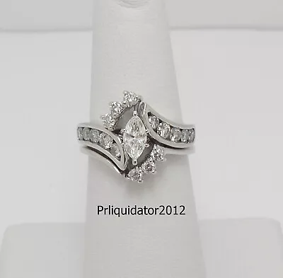 1.15CT Marquise Diamond Engagement Wedding Bridal Ring Set Band 14K White Gold • $799.99