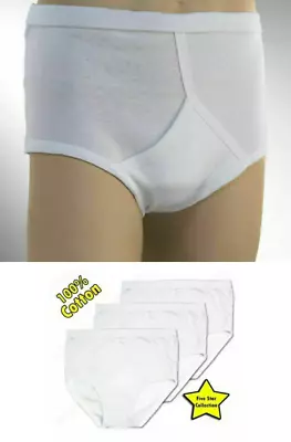 3x Pack Men's Y-Fronts Underpants Pure Cotton Underwear White Colour UK S To 2XL • £10.98