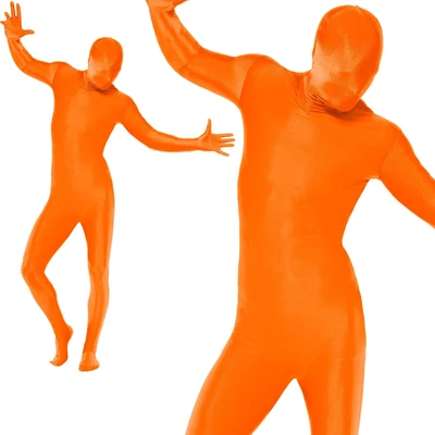 £20.49 • Buy Mens Second Skin Orange Bodysuit Lycra Fancy Dress Party Costume Outfit M,L