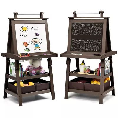 £65.99 • Buy 3 In 1 Kids Art Easel Double-Sided Blackboard Magnetic Whiteboard W/ Paper Roll
