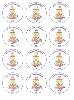 12 First Holy Communion Edible Paper Cupcake Cookie Toppers PRE CUT Choose Size • $6