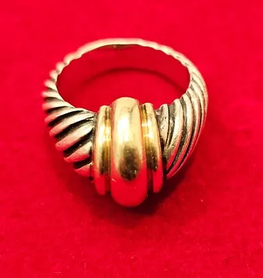 David Yurman Dome Shrimp Cable Ring 925 Sterling 14k 585 Gold - Size 7 • $185
