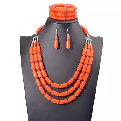 African Ethnic Multilayer Bead Chain Necklace Set Women's Statement Jewelry Set • $11.69