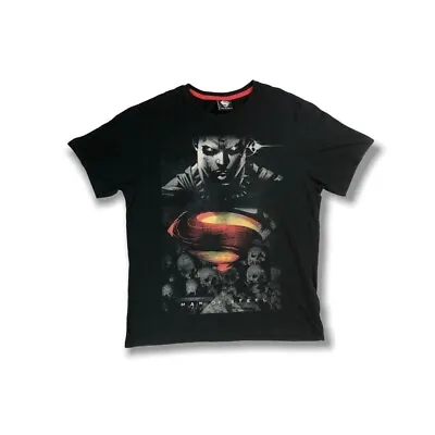 DC Comics Man Of Steel Superman Black Crew Neck T Size Medium • £10