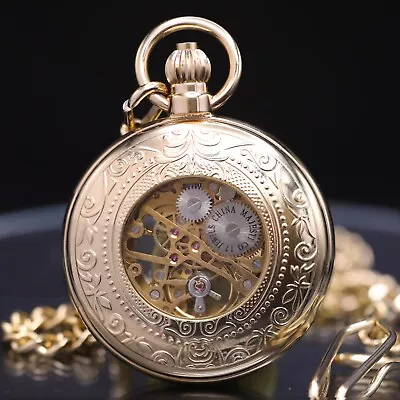 Skeletonzied Majesti Pocket Watch With Chain • $100