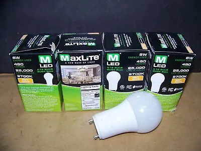 4 MAXLITE E6A19GUDLED27/g8s  LED BULB DIMMABLE GU 24 BASE 2700K 6W Light Bulb • $14.95