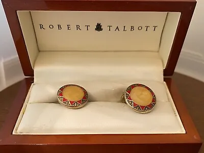 New Robert Talbott Enamel Cufflinks 925 Sterling Silver $245 Retail Hallmarked • $205