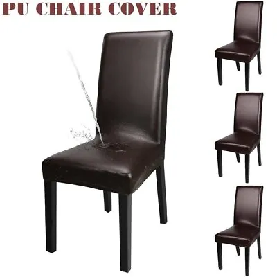 $41.79 • Buy 4PCS Chair Covers Waterproof FAUX Leather Durable Seat Slipcover Furniture Cover