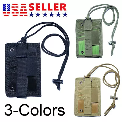 Tactical ID Card Credit Badge Holder Organizer Hook Loop PatchWith Neck Lanyard • $9.99