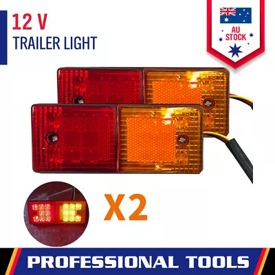 $19.99 • Buy 2x 12V Rectangle Led Stop Indicator Trailer Tail Lights Truck Caravan Lamp