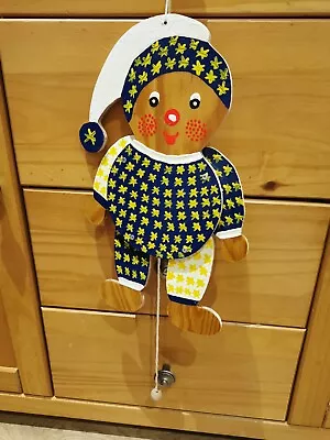 Vintage Wooden Pull String Puppet Happy Toys Wall Hanging Marionette 31cm • £15