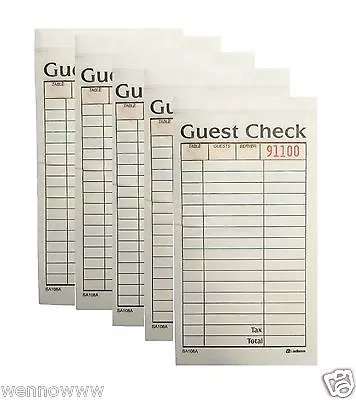 Guest Check 2-part Carbonless 5 Book 50 Checks  • $18.95