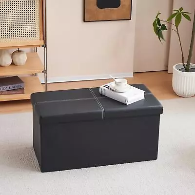 30  Folding Storage Ottoman Cube Faux Leather  Sturdy & Portable • $34.79