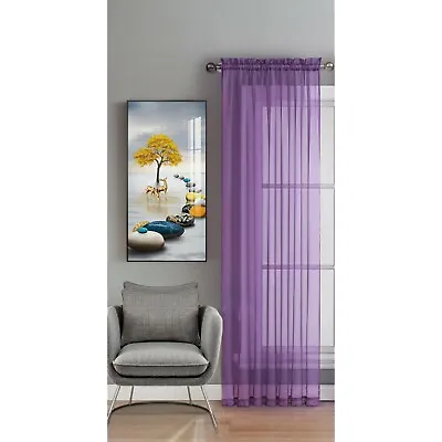 Single Panel Of High Quality Voile Curtain Net Curtain Slot Top Solid 12 Colours • £6.40