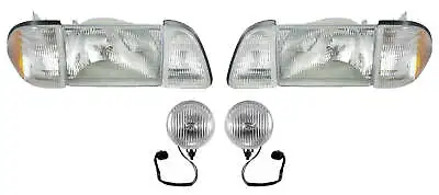  1987-1993 Ford Mustang GT Stock Headlights W/ Amber Sides & Fog Lights Kit • $189.95