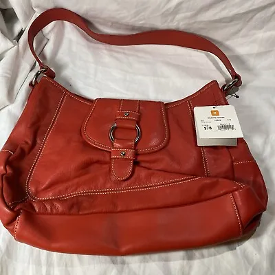 Wilsons Nwt Red Leather Shoulder Bag Stylish Roomy Medium Size Smart Sleek • $50