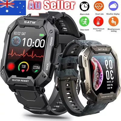 Smart Bluetooth Watch Rugged Military Outdoor Sports Heart Rate Fitness Tracker • $48.99