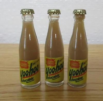 3 Vintage Yoo-Hoo Chocolate Soda Drink Mini Miniature  3  Glass Bottles • $25