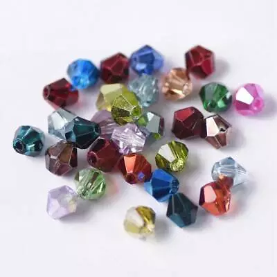 Wholesale 3mm/4mm/6mm Plated Bicone Faceted Crystal Glass Loose Spacer Beads Lot • $2.58