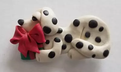 Vintage Dalmatian Dalmation Spotted Puppy Dog Brooch Lapel Pin Polymer Clay • $5.97