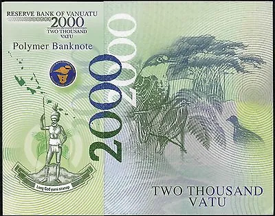 Vanuatu 2000 Vatu 2014 AU/UNC - Polymer / Hand Signed Only 200 Issue / W/folder • $399.99