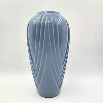 Vintage Haeger Vase Art Deco Revival Post Modern Wave Ribbon Curtain Blue 16 H • $90