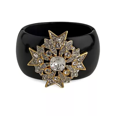 £300 • Buy Kenneth Jay Lane Black Crystal Cubic Zirconia  Cross Cuff Braclet Resin