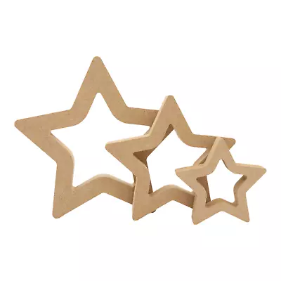 Freestanding MDF Hollow Stars 18mm Thick Wooden Shape Craft 10cm - 20cm • £8.99