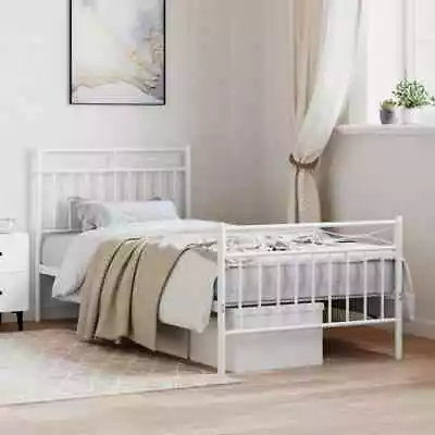 Single Size Metal Bed Frame Industrial Vintage Teen Mattress Base Platform White • $116.21