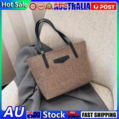 Fashion Large Capacity Shoulder Tote Women PU Linen Top-handle Bag (Coffee) Hot • $11.17