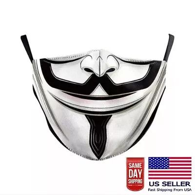$8.97 • Buy  Anonymous Vendetta 3D Face Mask Washable Adjustable Funny Masquerade Hackers   