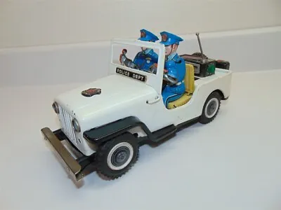 Vintage TN Nomura Police Department Battery Operated Patrol Jeep Japan Toy-Tin • $85