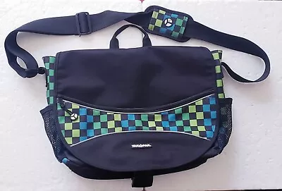 Yak Pak Blue Green Checker Laptop Messenger Shoulder Bag Backpack Crossbody EUC  • $29.99