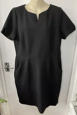 Tu Black Dress With Pockets Size 18 Zip Back 50s Wiggle Madmen  • £15.99