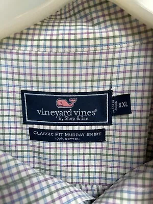 Vineyard Vines Murray Classic Fit Men's Button Down Purple/Blue/Green Check XXL • $14