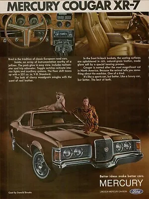 1971 Mercury Cougar XR-7 Brown Cat Luxury Interior Model Photo Vintage Print Ad • $11.99