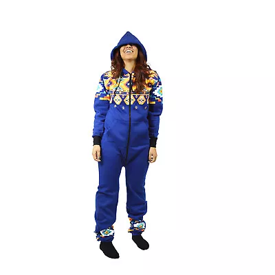 Adult One Piece Pajama W/ Drop Seat Butt Flap - Spirit Animal Blue Onesie0 • $17.99