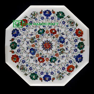 24'' White Marble Table Top Center Coffee Dining Inlay Pietra Dura Mosaic P13 • $789