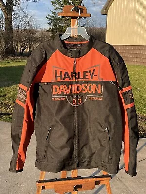 Vintage Harley Davidson Jacket Mens 2XL Black And Orange Racing Riding Gear • $150