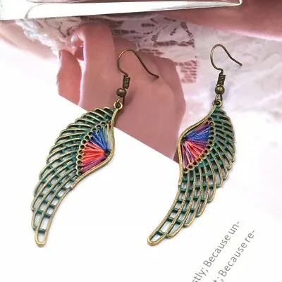 £4.29 • Buy Gypsy Wings Earrings Boho Ethnic Tribal Festival Vintage Green Handmade