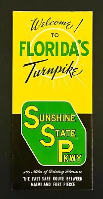 1950s Sunshine State Parkway Florida's Turnpike Vintage Travel Map Brochure FL • $13.99