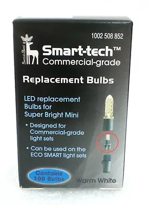 Santa's Best Smart-Tech ECO Smart 100ct 7mm LED Bulbs WARM WHITE  997002HO  #52 • $17.99