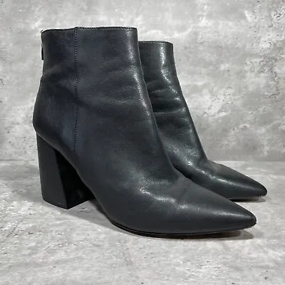 Vince Camuto Black Faux Leather Heeled Ankle Booties With Rear Zipper Women 12 M • $37.98