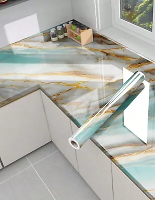 Self Adhesive Kitchens Worktop Covering Vinyl Wrap Cupboard Door Marble Sticker • £10.99