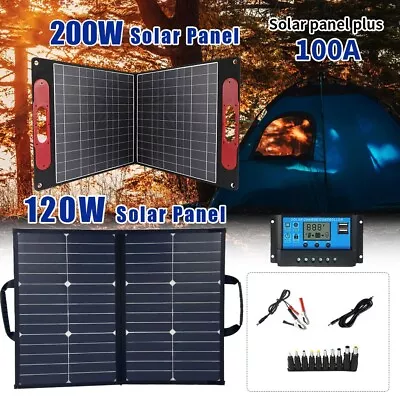 200W Portable Foldable Solar Panel Kit Generator Power Station RV Solar Charger • $90.24