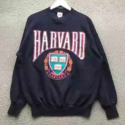 Vintage 80s 90s Harvard University Crimson Sweatshirt Mens XL Graphic Navy  • $54.99